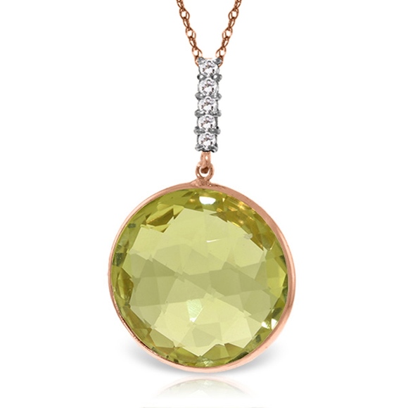 Galaxy Gold Products Jewelry - DIAMONDS & CHECKERBOARD CUT QUARTZ LEMON